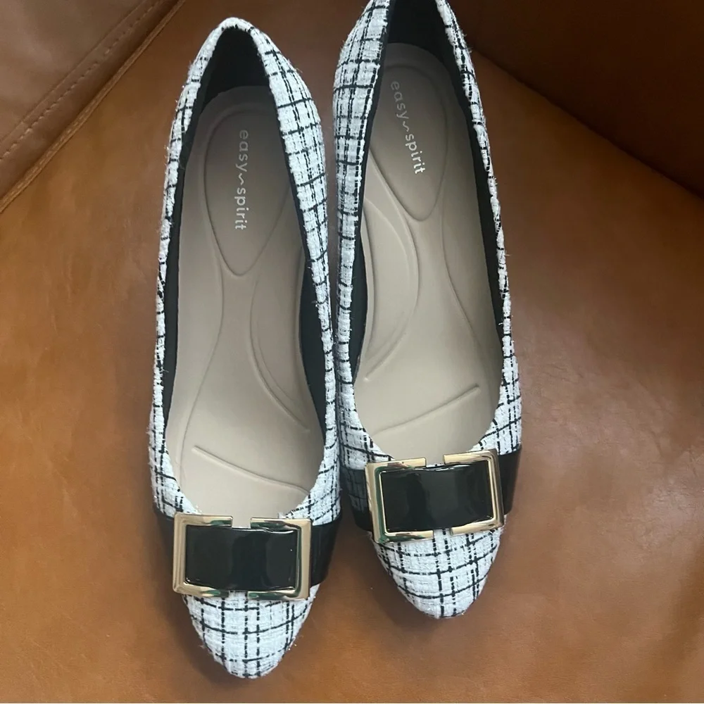 Easy Spirit Cheryl Dress Pumps Black Ivory Neutral Leather Office Formal Sz 10M - Picture 15 of 15